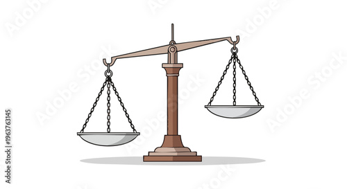 Vintage scales of justice illustration isolated on white background