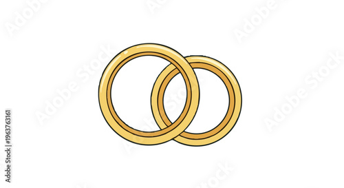 Two interlocking golden wedding rings. Vector illustration of a symbol for marriage, love, and unity