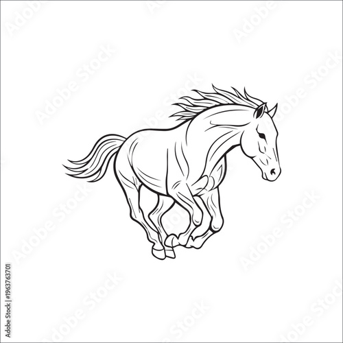 Horse in Motion: A dynamic illustration captures the essence of untamed spirit. This image showcases a horse in full gallop.