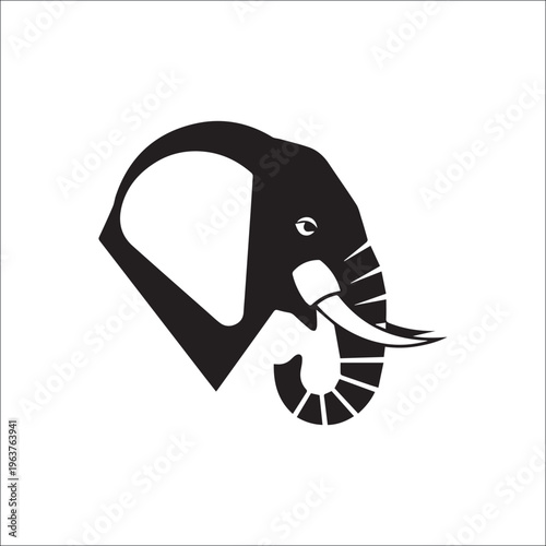 Elephant Head Silhouette: A striking silhouette of an elephant's head, conveying strength, wisdom, and the majestic beauty of the African wilderness.