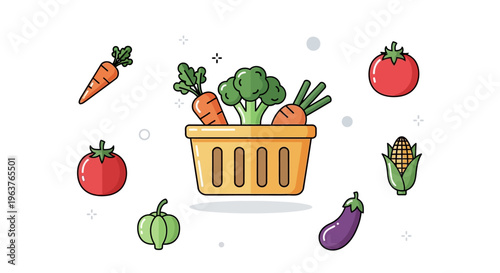 Fresh vegetables in a basket.