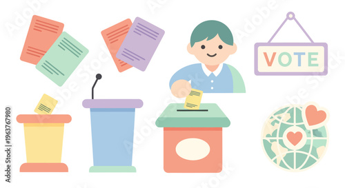 Election and Voting Concept Flat Vector Icons Set