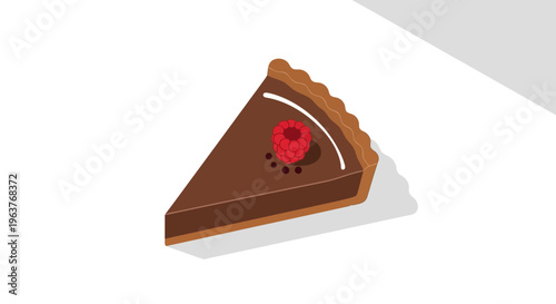 A slice of chocolate raspberry tart with a berry on top,"