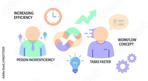 Increasing Efficiency Workflow Concept, Business Productivity, Tasks Faster