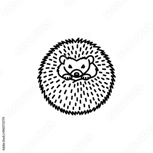 Cute hedgehog illustration in black and white, perfect for animal lovers and designs.