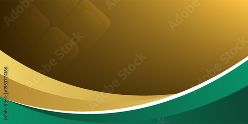 Elegant Green and Gold Abstract Business Background With Curved Waves for Corporate Design