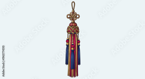 Elegant decorative tassel with intricate Chinese knot design.