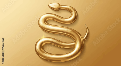 Stylized Golden Snake Design on a Gold Background