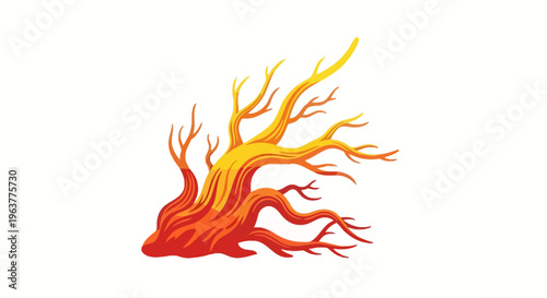 Vibrant orange and yellow tree roots.