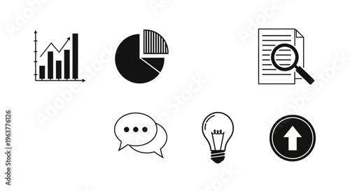 Business Icons Representing Data and Ideas.