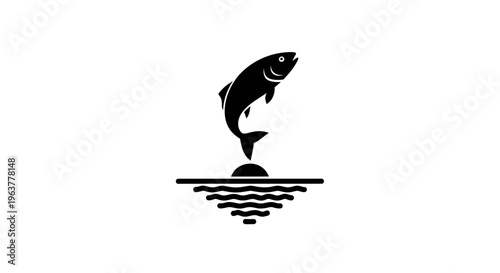 Black silhouette of a jumping fish.