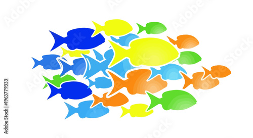 Colorful school of fish swimming together.