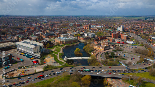 Tableau sur toile Elevated aerial shot of Derby city bridge and bypass