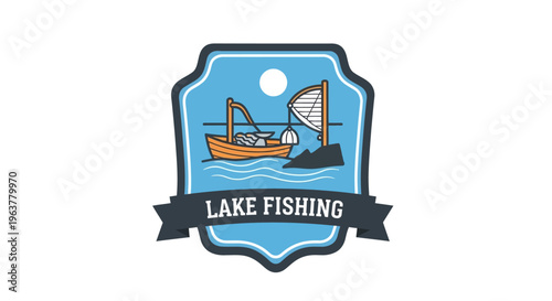 Lake Fishing Boat Illustration.
