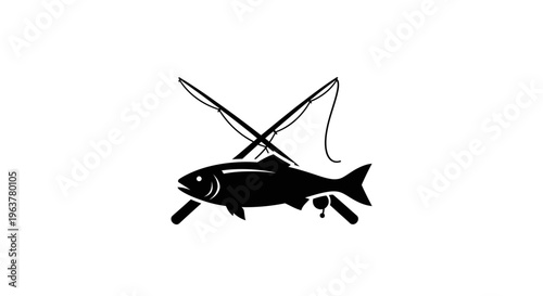 Black fish with crossed fishing rods.