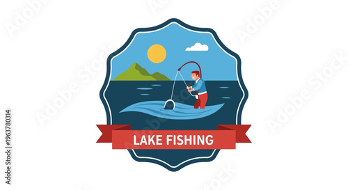 Man fishing on a lake boat.