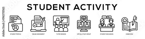 Student Activity web banner illustration concept