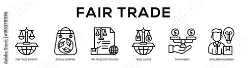 Fair Trade web banner illustration concept