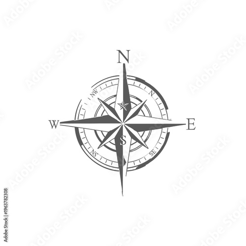 Vintage navigation compass rose symbol.