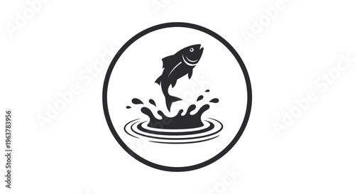 Fish jumping out of water circle.