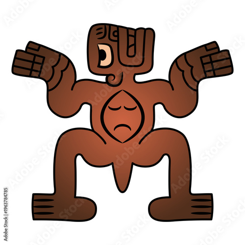 Stylized figurine of fantastic creature. Native American indigenous design from ancient Peru. Cupisnique culture. 