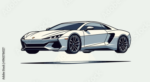 Sleek futuristic sports car hovering above the ground with a clean, modern design.