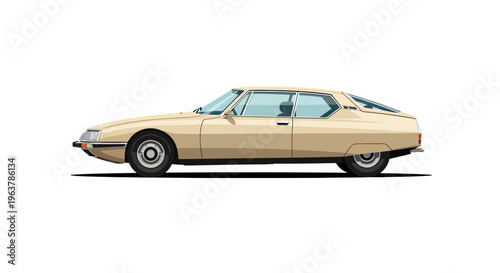 Classic Vintage Car Illustration on White Background
