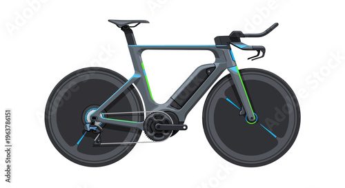 Sleek modern electric bicycle isolated on white background.