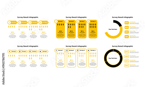 Survey Result Infographic Template with Percentage Charts, People Icons, and Step-by-Step Flow for Business Data Presentation