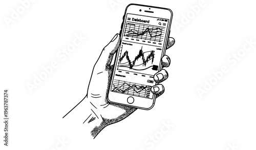 Mobile Stock Trading App Chart Hand Sketch Finance Vector Illustration