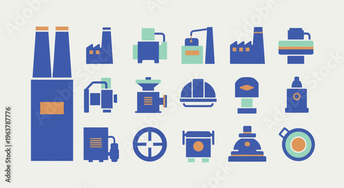 Collection of Industrial Factory Icons and Symbols.