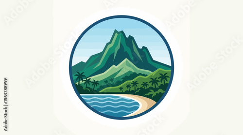 Scenic Mountain Landscape Within A Circular Frame