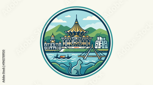 Kuching City Landmark Badge Design