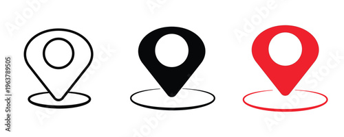Location pin map marker outline and solid icon set