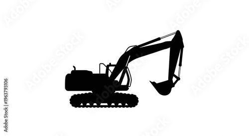 Black Excavator Machine Heavy Equipment.
