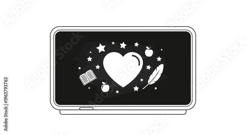 Blackboard with heart and stars symbols.