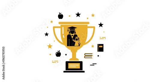 Golden Trophy Cup Award Symbol.