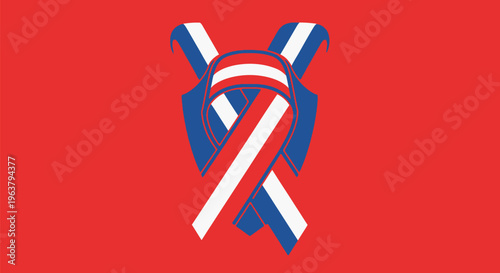 Red White Blue Ribbon Emblem Symbol.