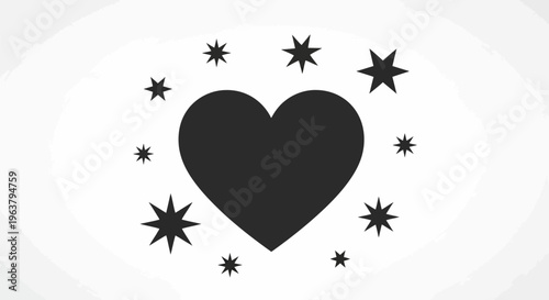 Black Heart with Starburst Symbols.
