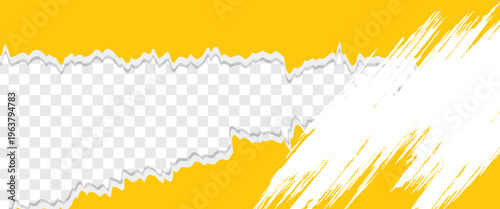 Gray background with copyspace and torn paper edge. Vector illustration.