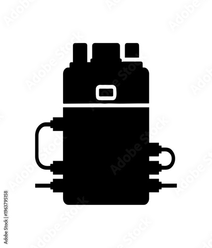 Modern Flat Vector Illustration of Industrial Battery Power Supply Icon Silhouette for Renewable Energy Systems and Electrical Engineering Design Template