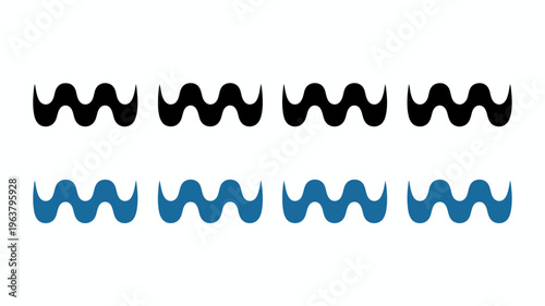 A minimalist graphic displays two rows of repeating wavy patterns one in black and the other in a vibrant shade of blue high quality professional detailed