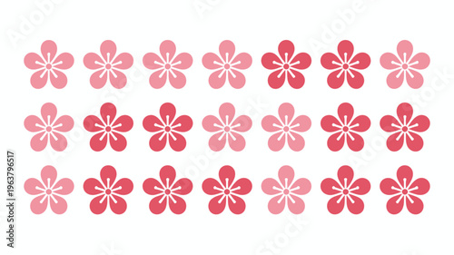 A repeating pattern of delicate five petaled flowers in varying shades of pink creates a visually harmonious and symmetrical design high quality professional detailed modern elegant