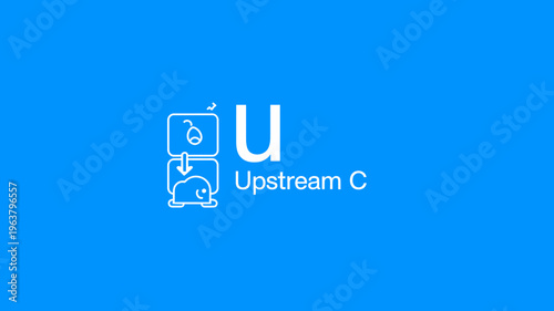 A vibrant blue background features a white logo depicting a laptop with a downloading icon and the letter u with text high quality professional detailed modern