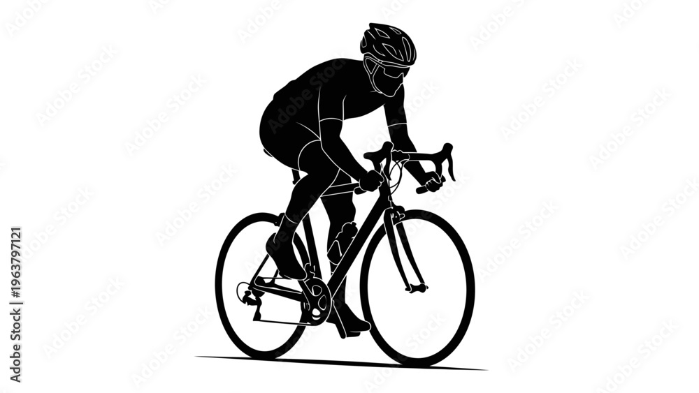 Naklejka premium Cyclist Riding Bicycle Silhouette.