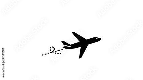 Airplane Flying with Contrails in Sky.