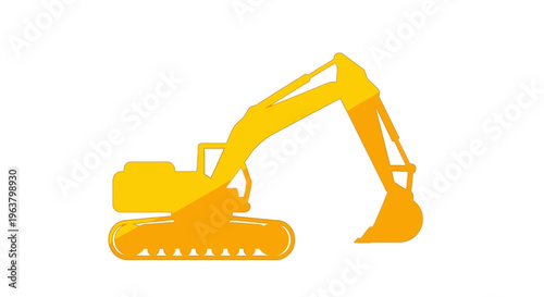 Yellow excavator heavy construction equipment machine.