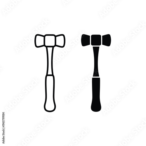 Two gavel illustrations one outline one solid black side by side