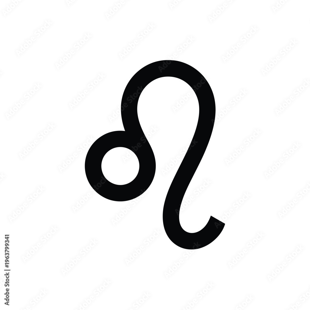 Fototapeta premium Simple black outline of the leo zodiac sign against a white background