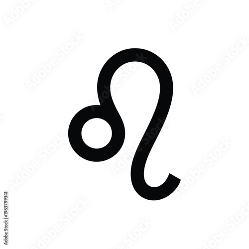 Simple black outline of the leo zodiac sign against a white background